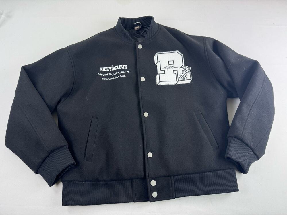 Ricky Is Clown RIC Quilted Black Varsity Jacket Streetwear Mens XL 180/96A